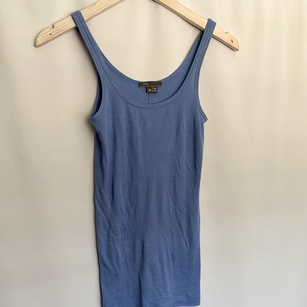 Vince Sky Blue ribbed Tank Top